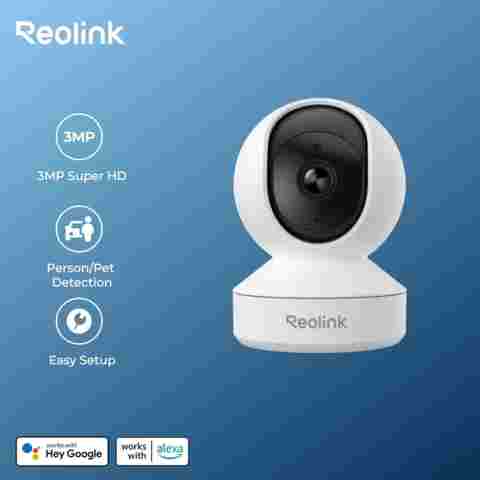Reolink 실내 IP 카메라 와이파이 3MP 슈퍼 HD 팬 앤 틸트 양방향 오디오 모션 감지 스마트 홈 캠, 아기 보모 E1 시리즈용