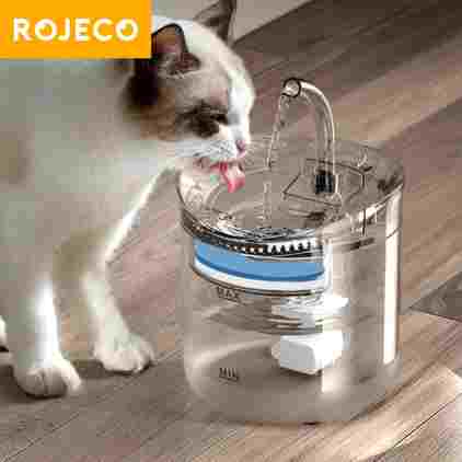 ROJECO 고양이 물 분수 자동 애완 동물 물 디스펜서, 고양이를 위한 애완 동물 스마트 급수기 자동 센서 고양이 마시는 분수 액세서리