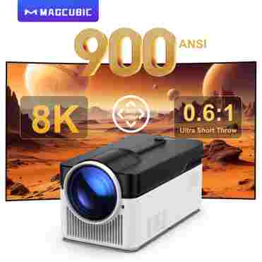 자동 오프셋 기능이 있는 Magcubic 초단초점 HY450 프로젝터 8K 4K 1080P 900ANSI BT5.4 전자 초점 WiFi6 AllwinnerH716 음성