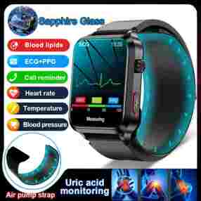 2025New 정밀 혈압 측정 건강 스마트 시계 공기 펌프 에어백 남성 여성 혈액 지방 요산 ECG + PPG Smartwatch