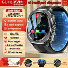 2025 새로운 정확한 혈압 측정 시계 ECG+PPG 지질 요산 블루투스 통화 스마트워치 NFC 에어펌프 에어백 남녀