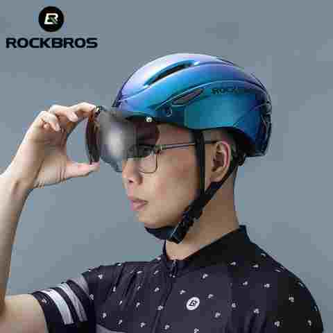 ROCKBROS 사이클링 헬멧 일체형 초경량 통기성 안전 헬멧 자기 고글 남성 여성 MTB 도로 자전거 헬멧