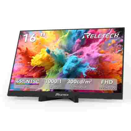Reletch 휴대용 모니터 16 인치 1200P 60HZ 노트북 XBox PS4 / 5 스위치 TV 박스 휴대 전화 PC 확장 모바일