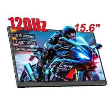 15.6인치 FHD 1080P 120Hz 휴대용 모니터 (HDMI, USB, IPS 타입) PC, 노트북, Mac, Switch, Xbox, PS4 게임용 외부 보조 모니터