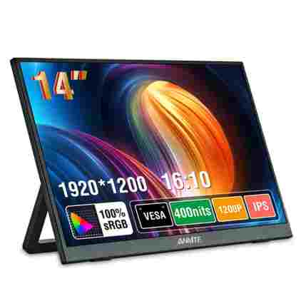 Anmite 14 인치 터치 스크린 휴대용 모니터 16:10 400cd/m2 게임용 컴퓨터 XBox PS4/5 스위치 Loptop 용 디스플레이 확장
