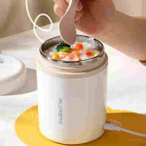 600ML USB 전기 난방 도시락 상자 휴대용 피크닉 우유 음료 음식 히터 스테인레스 스틸 음식 따뜻하게 컨테이너 5V 12V 24V