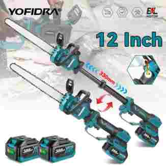 YOFIDRA 12인치 브러시리스 텔레스코픽 폴 전기 체인톱 정원 목공 전정 톱 (마키타 18-21V 배터리 핀용)