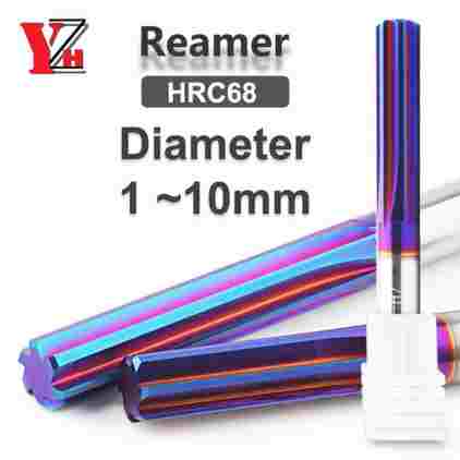 YZH 머신 리머 HRC68 코팅 직선 홈 4F 6F 공차 H7 경화 강철 금속 커터 CNC 내부 구멍 2mm ~20mm